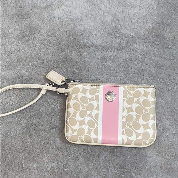 Coach Handbags - COACH PINK AND TAN WRISTLET